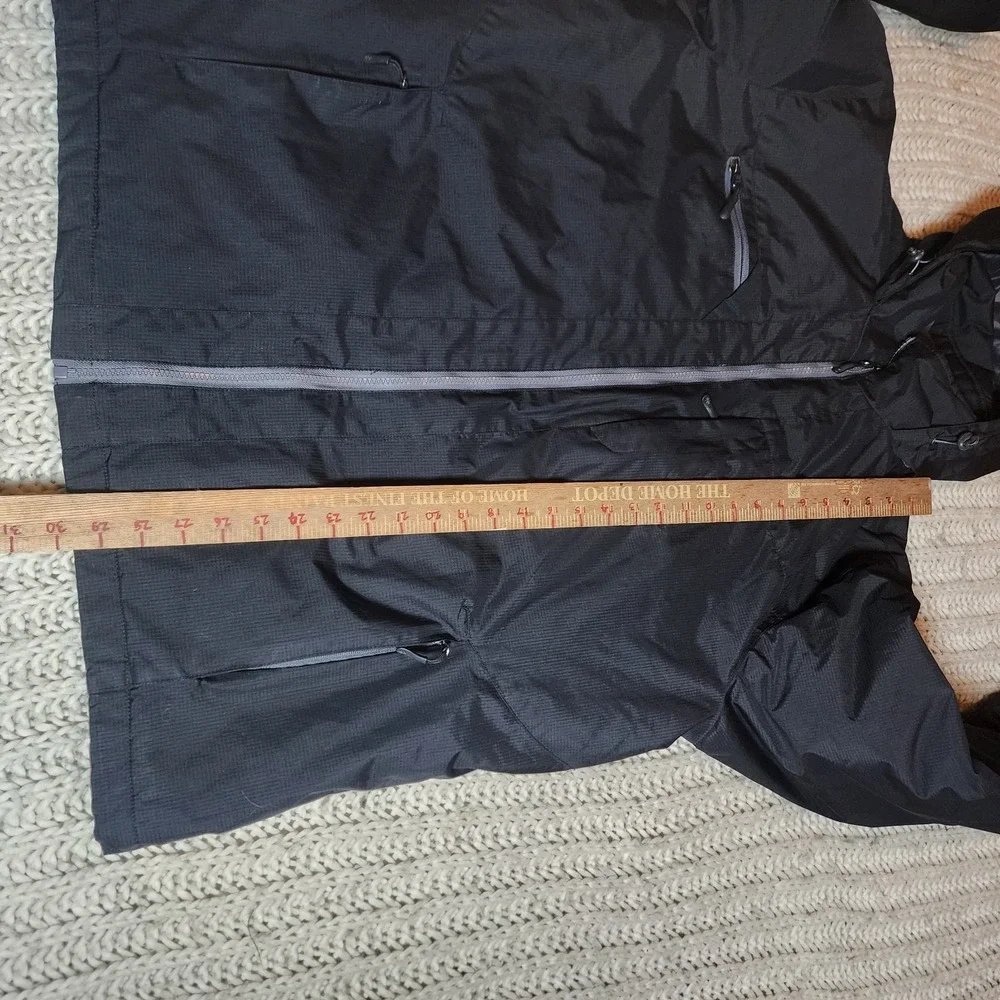 IZOD Jacket Mens XL Black Full Zip Hooded Fleece Lined Zip Pockets Outdoors